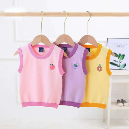 Baby Girl Sleeveless Fruits Sweater Multiple Color