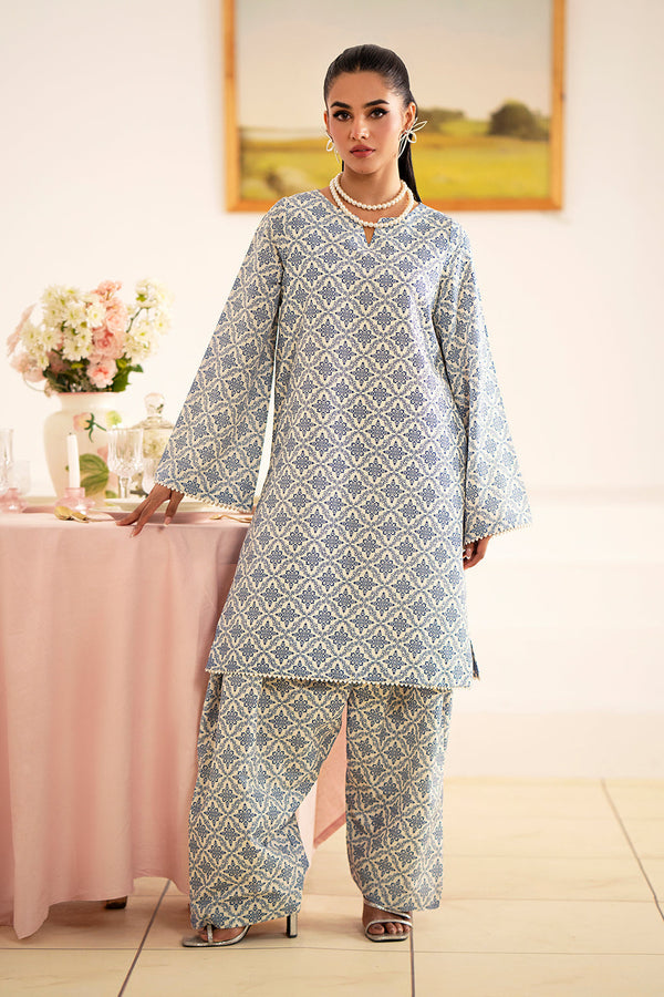 Fleur Co Ords By Sheenora Stitched 2 Piece Lawn Silk Collection'2024-Sky Glow