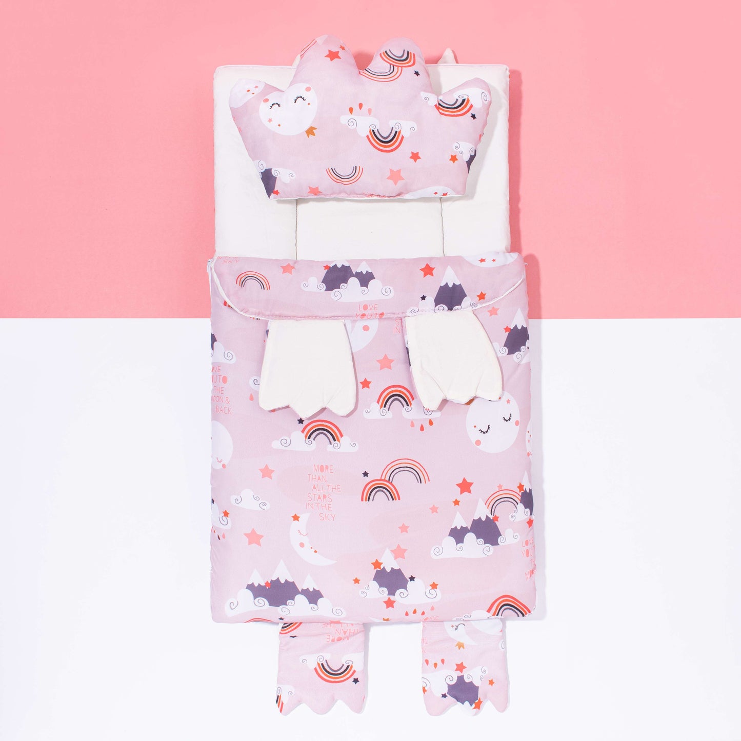 Baby Girl 2 Piece Carrynest Pink Crown Style Pillow