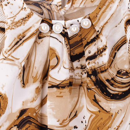 Baby Girl Light Mustard Marble Print Chiffon Top