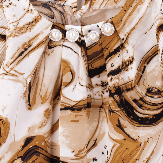 Baby Girl Light Mustard Marble Print Chiffon Top