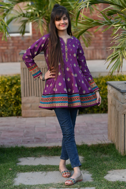 PFRK-001 COTTON PRINTED FROCK SKU: KHW-0012