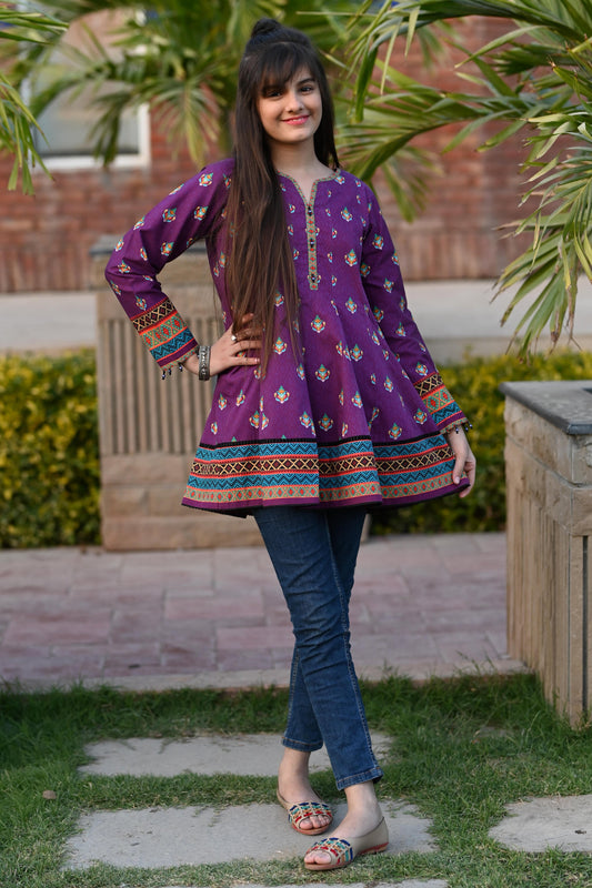 PFRK-001 COTTON PRINTED FROCK SKU: KHW-0012