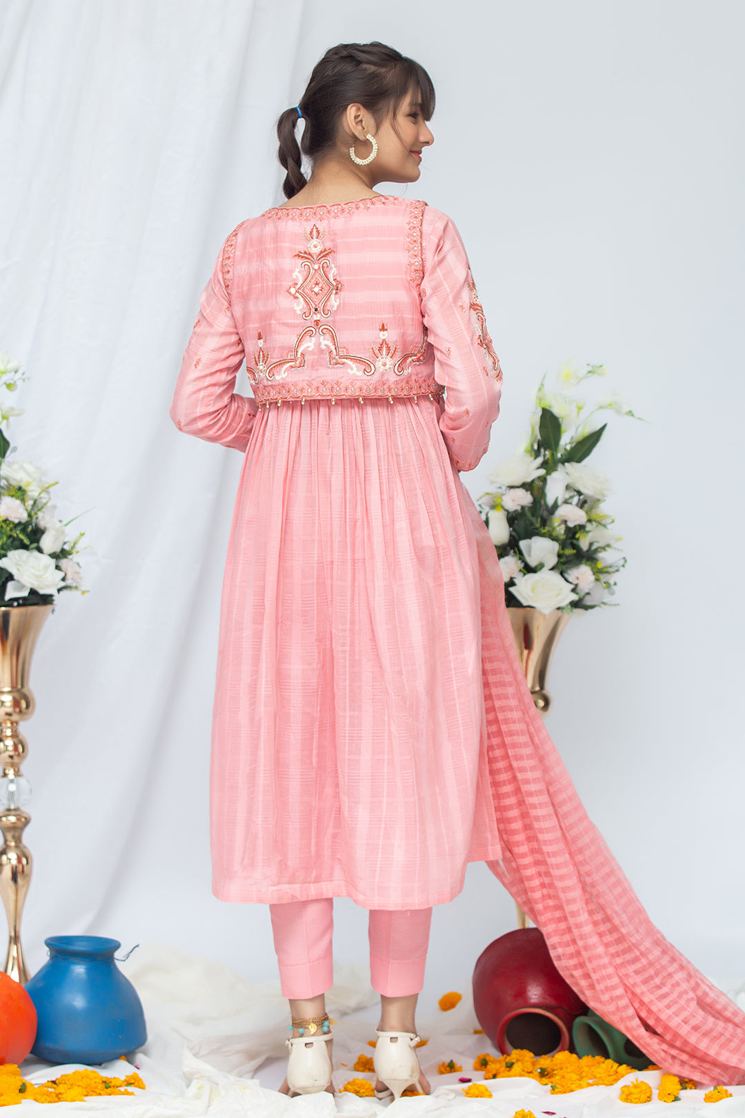 3PCS Jacquard Suit Shirt, Dupatta & Cotton Trouser SKU: EMB-040
