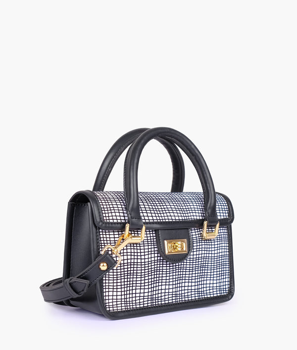 RTW Creation - Black and white patterned cross-body with flap