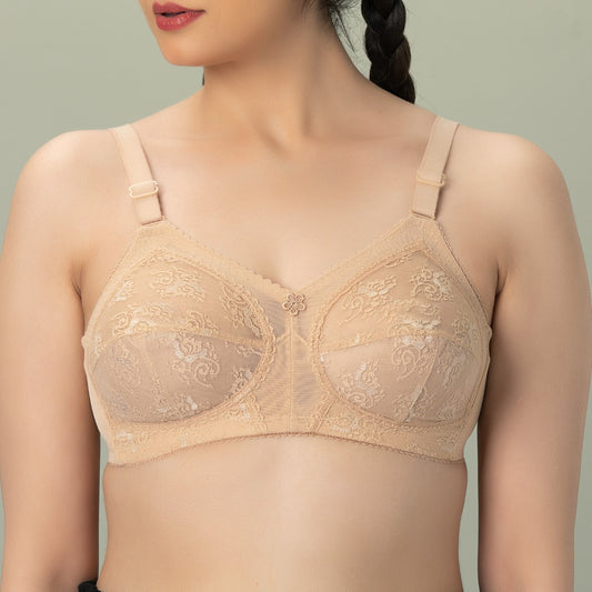 DORIA Lace, Soft Lace Unpadded Control Bra, SKIN