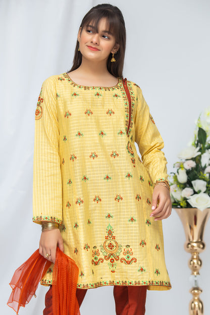 3PCS Jacquard Suit Shirt, Dupatta & Cotton Trouser SKU: EMB-036