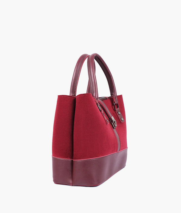 RTW Creation - Burgundy suede multi-compartment shoulder bag