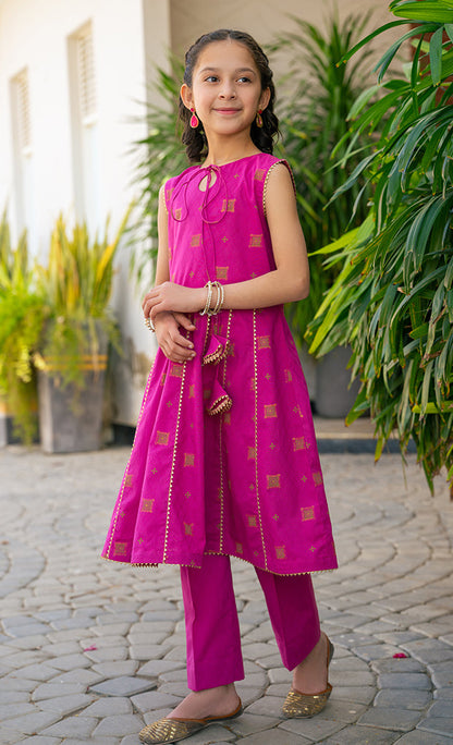 JK-PRT-003, TABLE PRINT FROCK with Garara