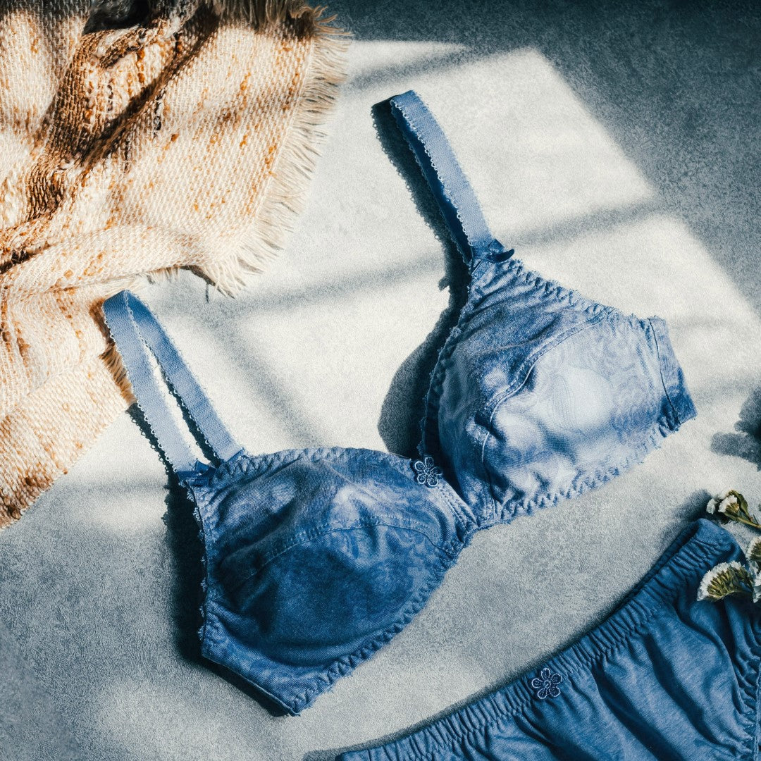 Denimage, Denim Printed Cotton Bra, DENIM BLUE