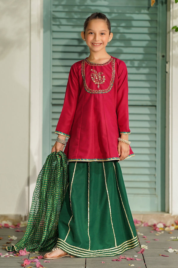 Ochre Clothing Raw Silk Hand Adda Work 3 Pc Suit Collection'2025