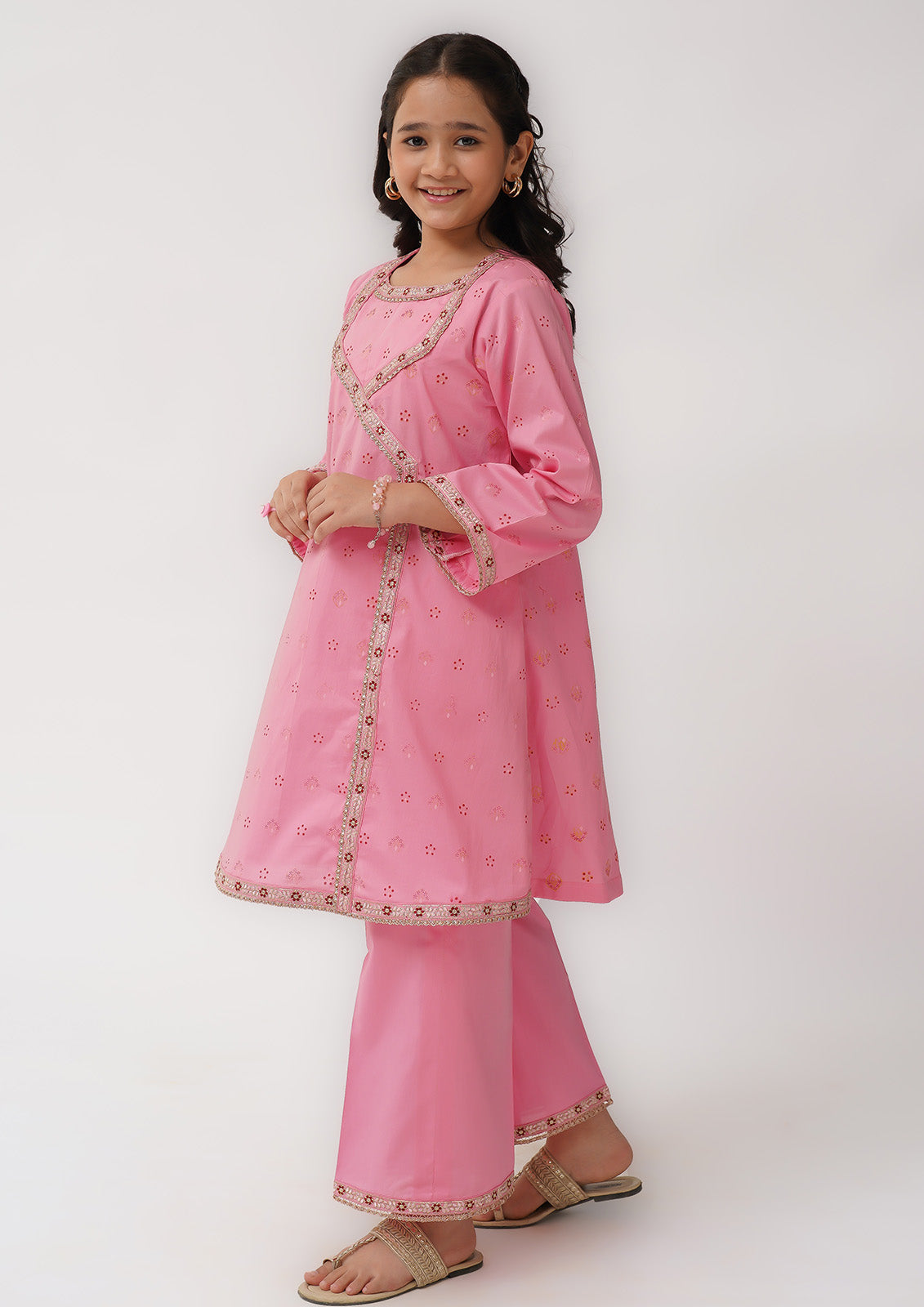K-SFC-018, JAQUARD EMBROIDERED ANGRAKHA TROUSER, 2 pcs Suit