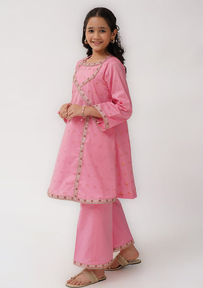 K-SFC-018, JAQUARD EMBROIDERED ANGRAKHA TROUSER, 2 pcs Suit
