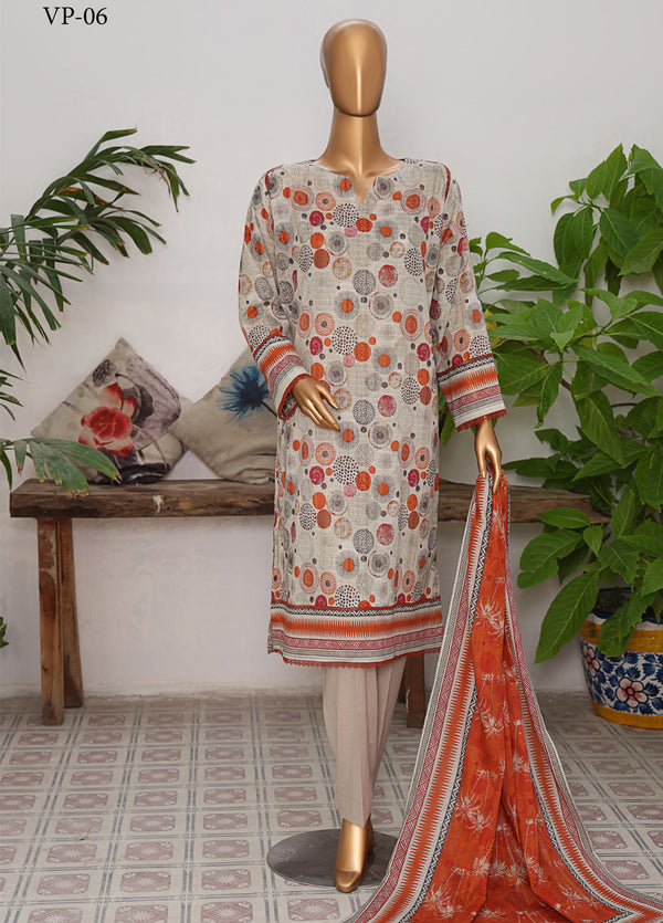 Vital Prints By HZ Textiles Slub Lawn 3 Piece Unstitched Suit HZ25VPSLD VP-06