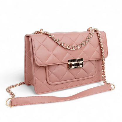 Flora Quilted Crossbody Leather Bag- tanbrown
