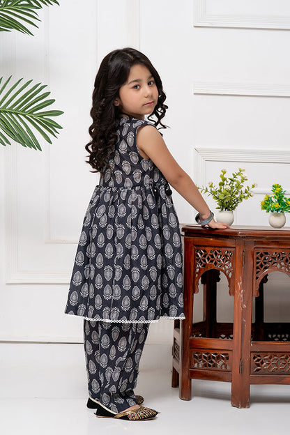 Cord-023B, Anrakha Frock With Trouser, 2piece printed