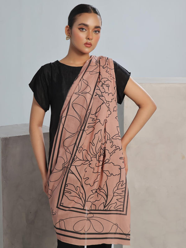 TNG Floral Lawn Stole (Light Brown) Collection'2024