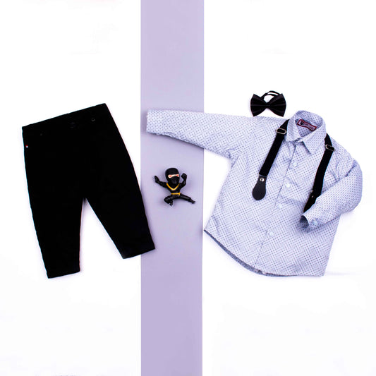 Baby Boy 4 Piece Blue / Black Print Formal Set