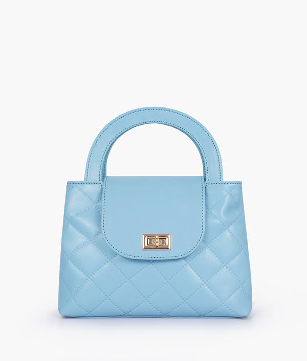 RTW Creation - Sky blue flap quilted bag with top handle