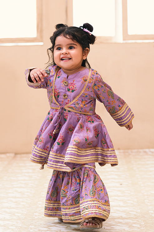 Lavender Printed Festive 2 pcs Dress, SKU: MGCFC-007