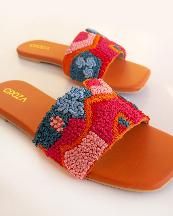 ORANGE Embroidered Flats_ORANGE