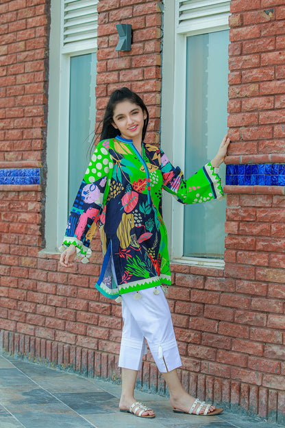 PRKT-045 POP ART Digital Printed Lawn Shirt & Cotton Trouser