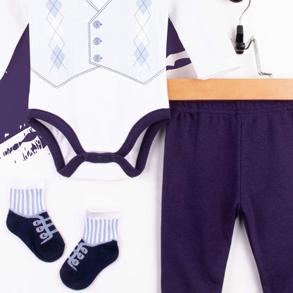 Baby Boy 3 Piece Sky Bow Print