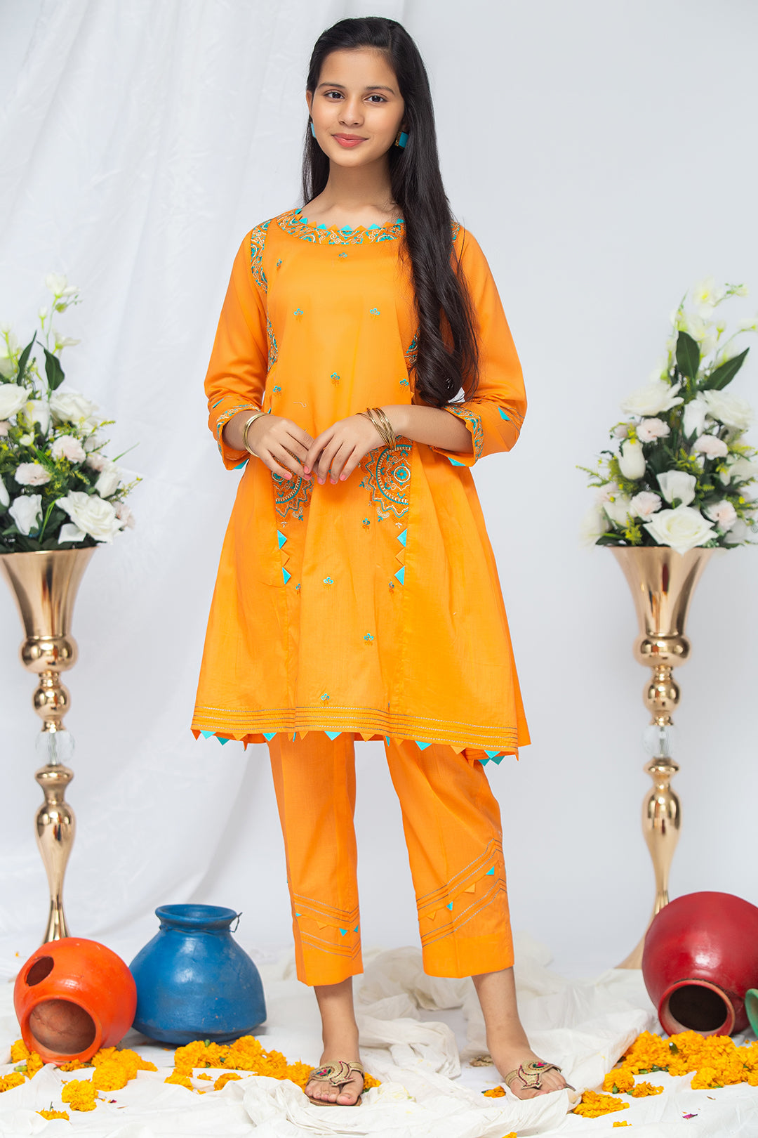 2PCS Jacquard Suit Shirt & Cotton Trouser SKU: EMB-051