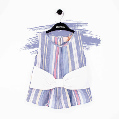 Baby Girl Multi White Big Bow Top