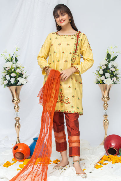 3PCS Jacquard Suit Shirt, Dupatta & Cotton Trouser SKU: EMB-036