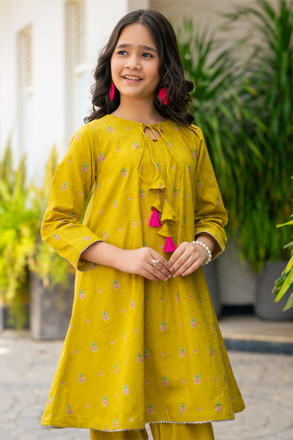 JK-PRT-002, TABLE PRINT ANGRAKHA FROCK AND STRAIGHT TROUSER
