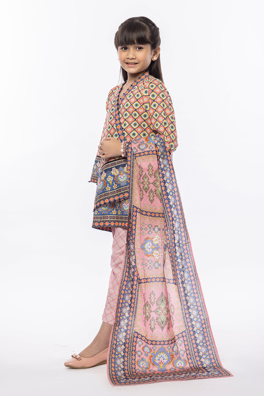 3PCS Digital Printed Lawn Shirt, Dupatta & Cotton Trouser SKU: SFRK-006
