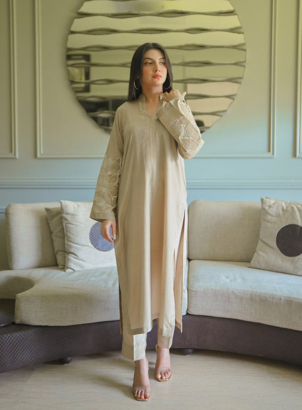 Zauk Embroidered Raw Silk 2 Piece Stitched Suit ZK24RTW D-STARDUST