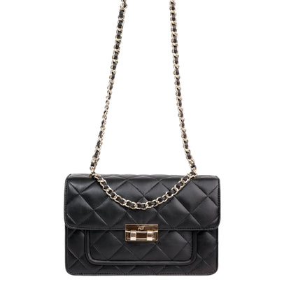 Flora Quilted Crossbody Leather Bag- tanbrown