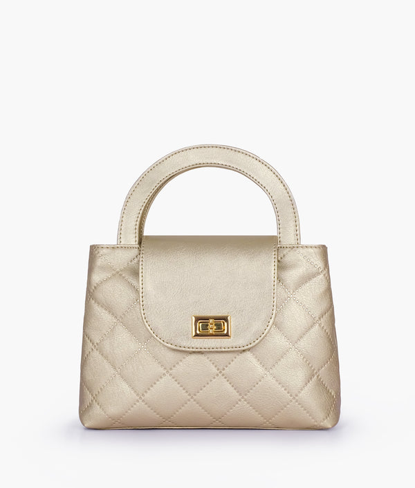 RTW Creation - Golden flap quilted bag with top handle