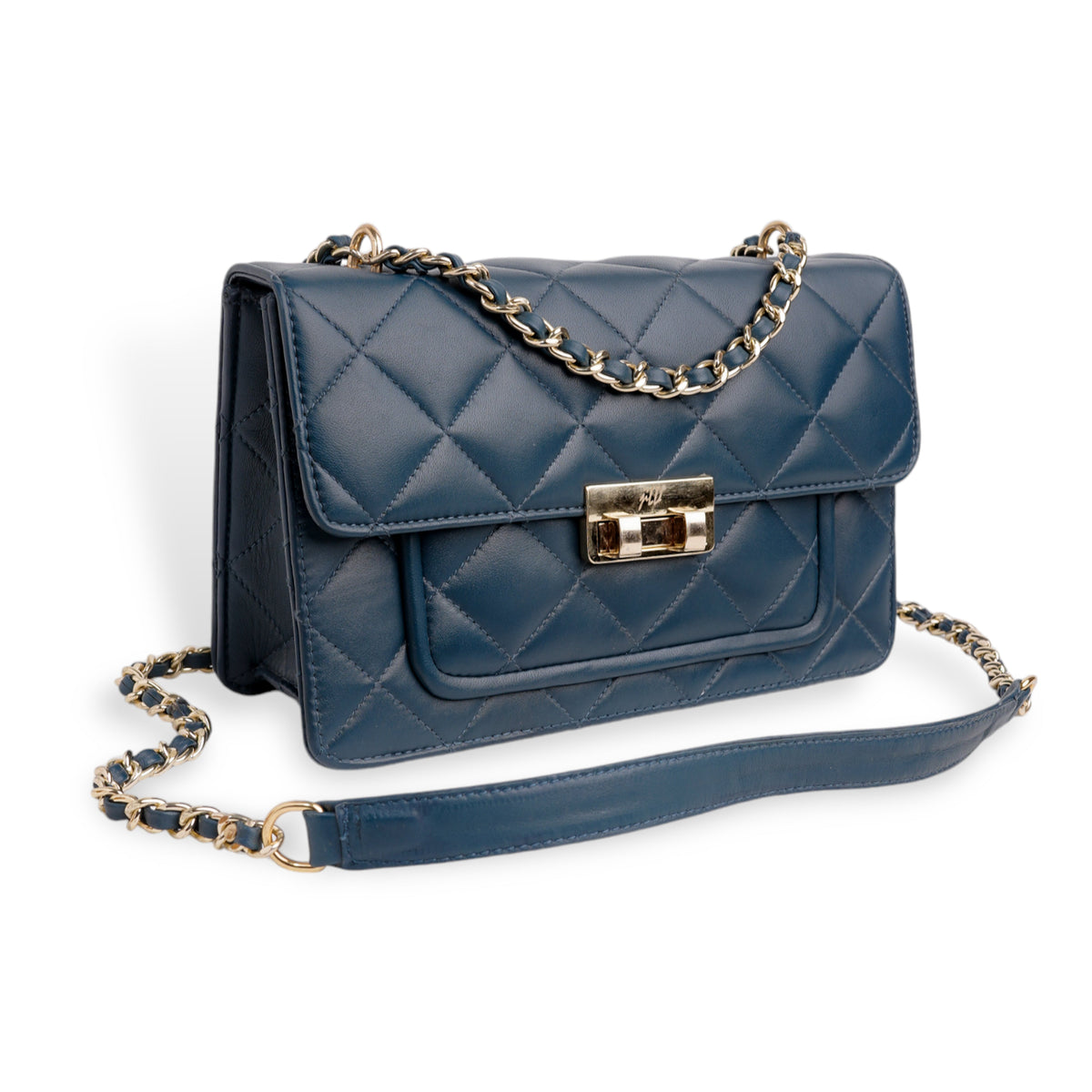 Flora Quilted Crossbody Leather Bag- tanbrown