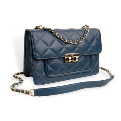 Flora Quilted Crossbody Leather Bag- tanbrown