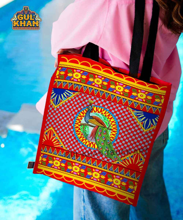 Peacock  Printed Truck Art Tote Bag