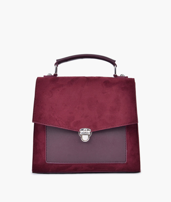 RTW Creation - Burgundy suede push-lock messenger bag