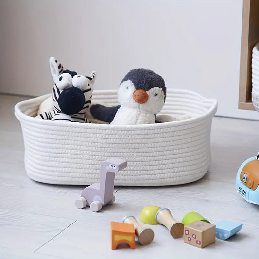 Multi-Purpose Cotton Rope Organizer Storage Basket (Large)