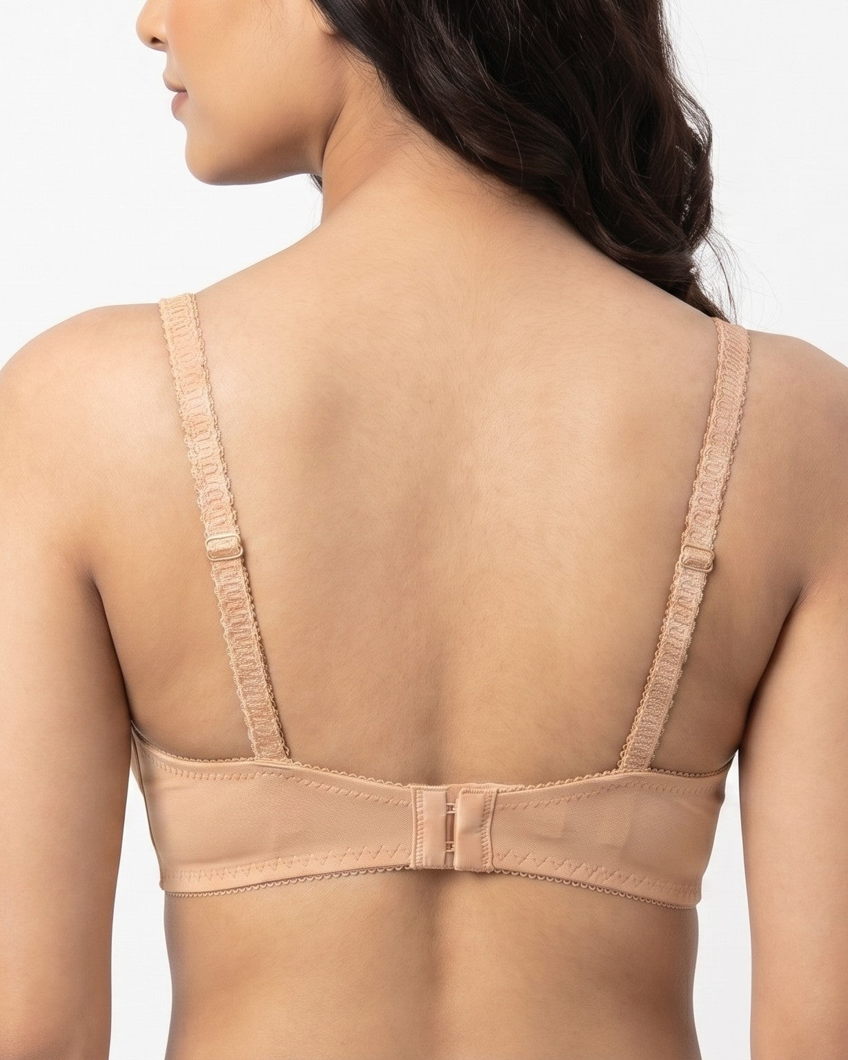 LACENTIALS Luxe, Intricate Lace Cup Unpadded Polyester Jersey Bra, Skin