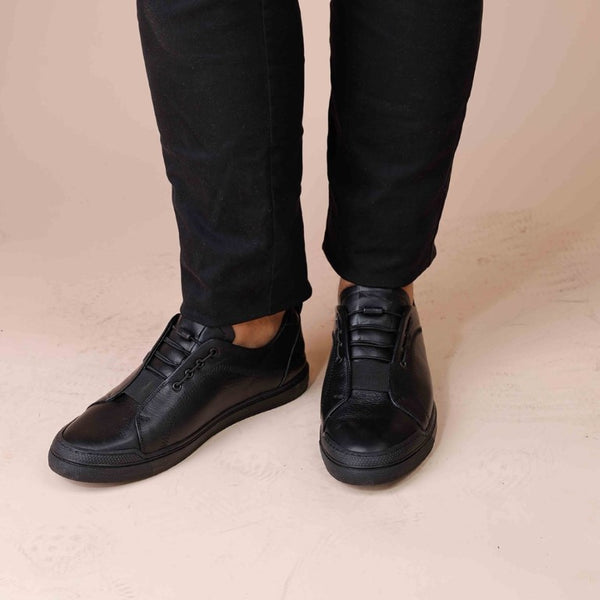 Handmade Turkish Modern Leather Sneakers in Black Color TIG-5392 ( S-014 )