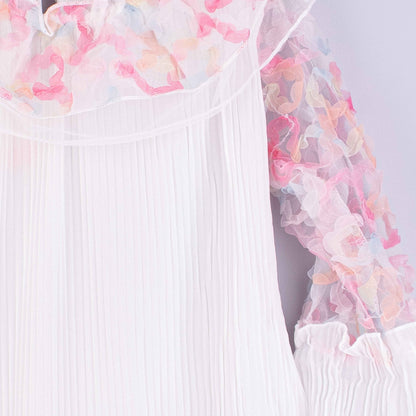 Girl White 3D Flowers Top