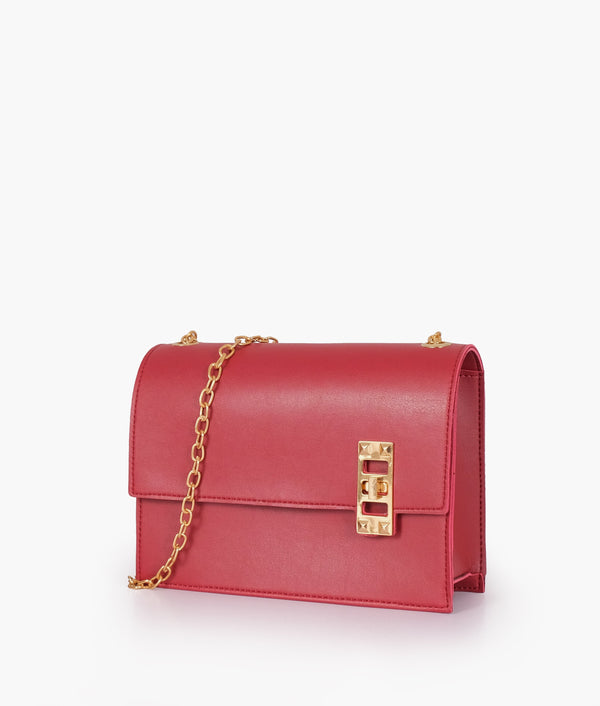 RTW Creation - Maroon chain shoulder bag with twist lock