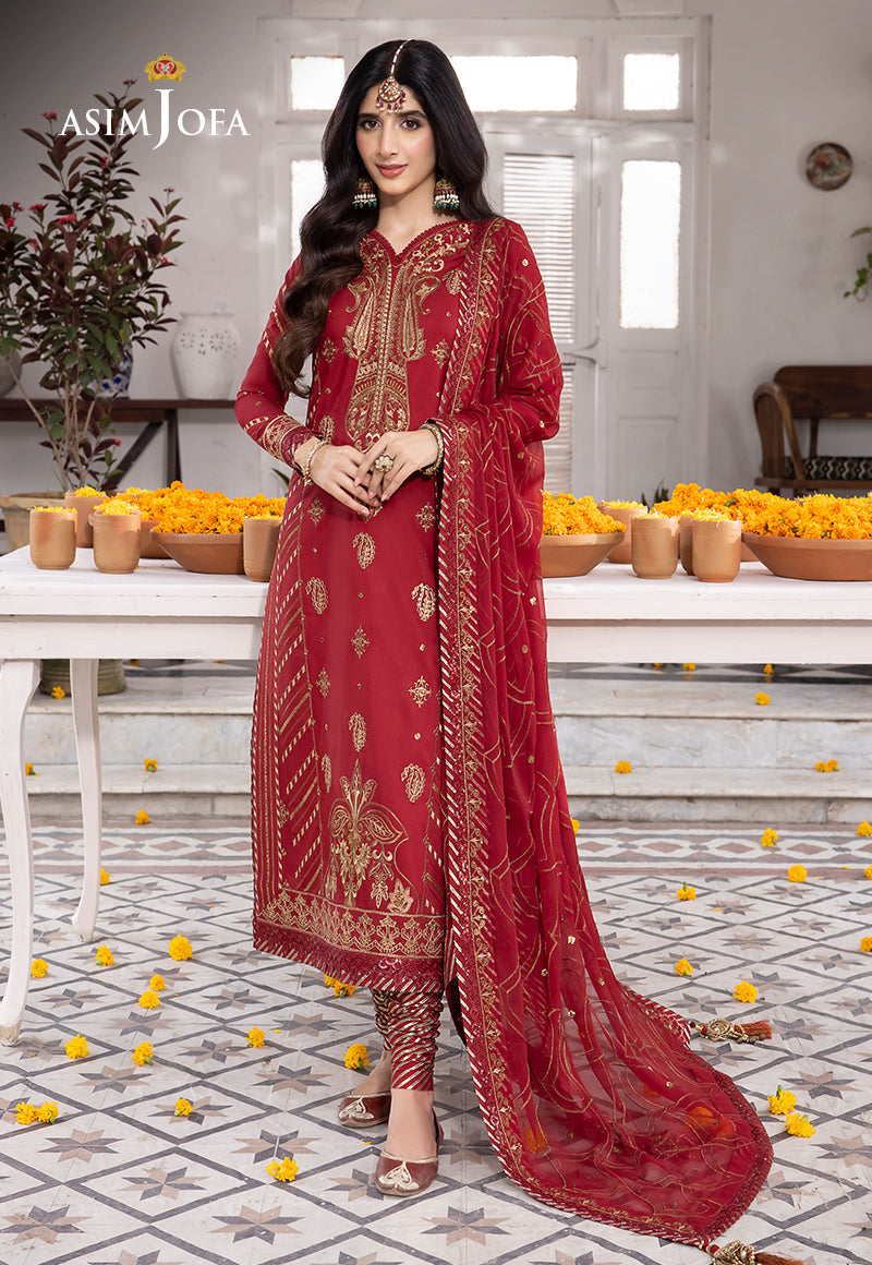 AJABP-24 EMBROIDERED LAWN SILK 3 PCS STITCHED
