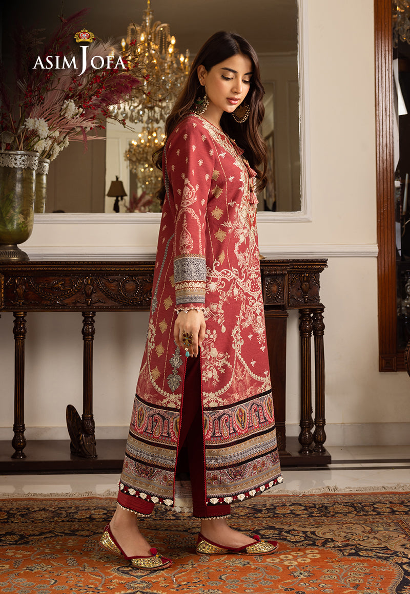 AJIWP-02 EMBROIDERED KHADDAR STITCHED 3 PCS