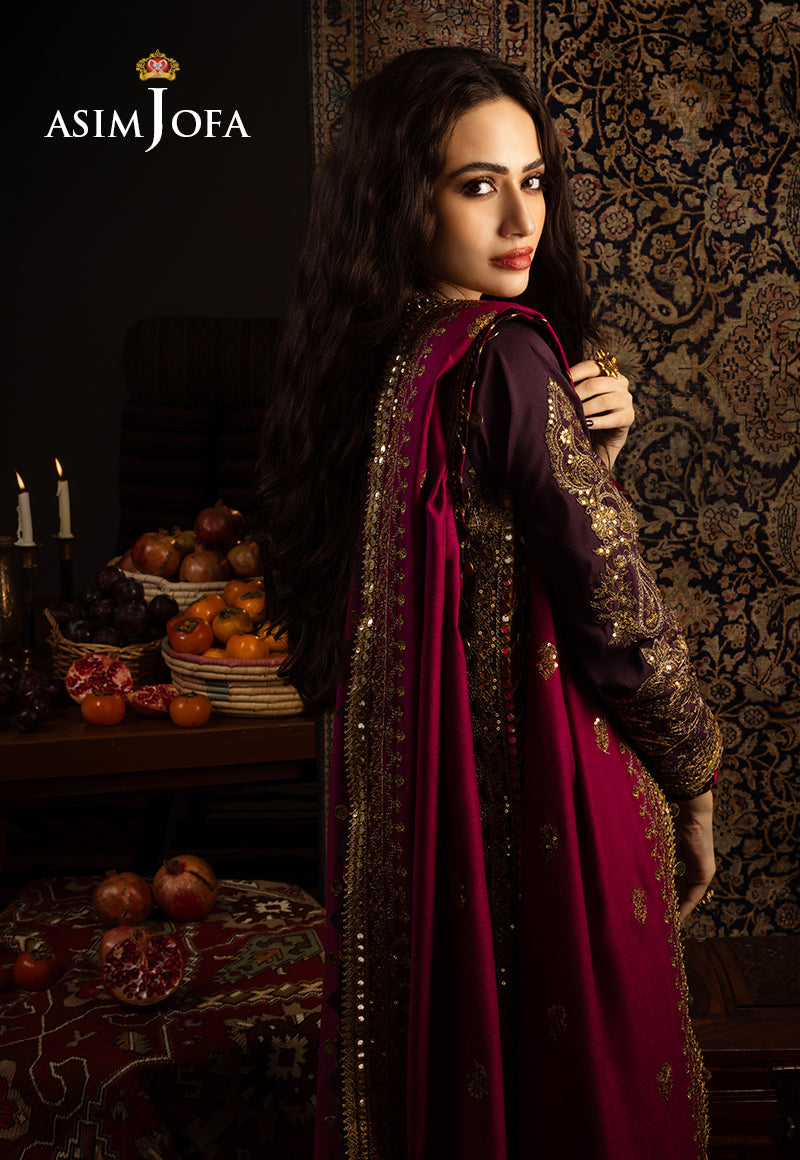 AJKT-05 EMBROIDERED SLUB RAW SILK 3 PCS