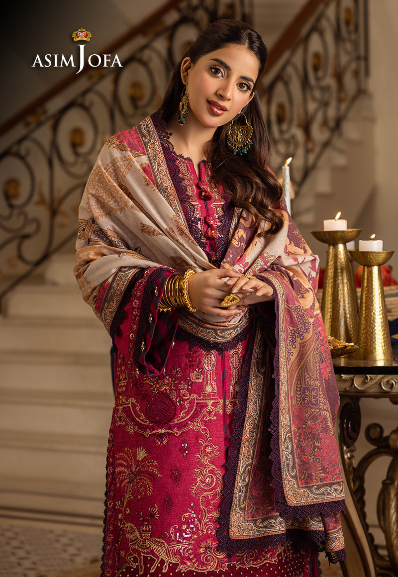AJIWP-04 EMBROIDERED KARANDI STITCHED 3 PCS