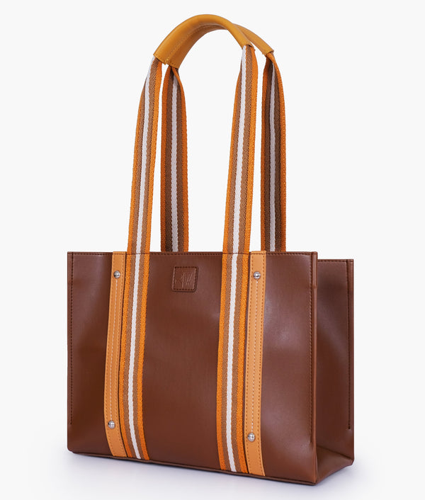 RTW Creation - Brown long strap tote bag