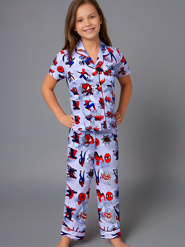 Kids klub cozy sleepwear breathable & light weight pajama set-white; multicolor